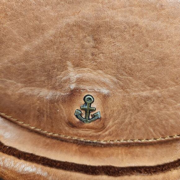 Harbour 2nd Cognac Moon Genuine Leather Clutch Belt Bag Crossbody Fanny Pack GUC - Picture 5 of 9